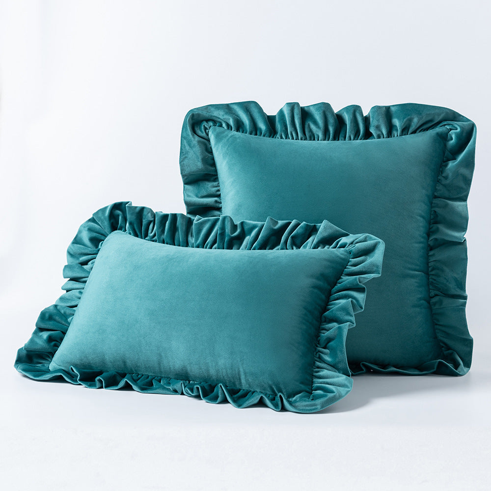 Nordic Velvet Lace Throw Pillows With Upholstered Living Room Sofa