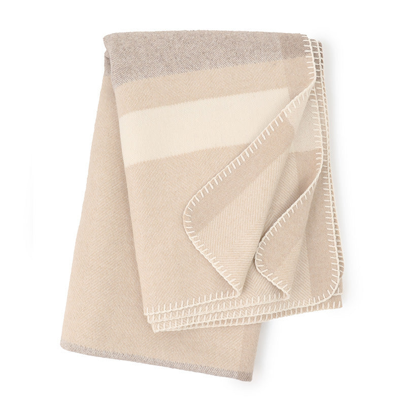 Wool Jacquard Twill Camping Rugs Casual Household Blanket